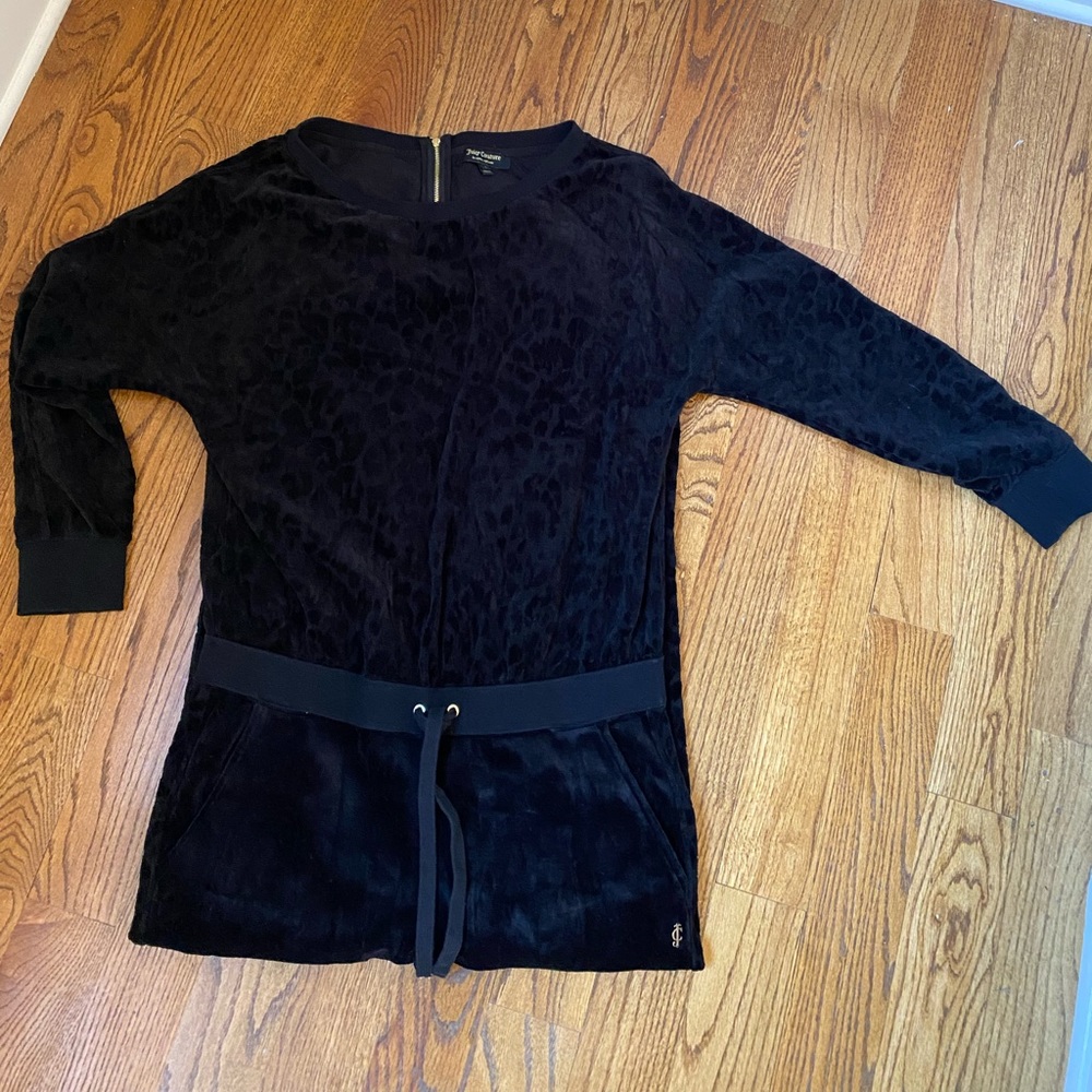 Juicy Couture Black Velour Jumpsuit Sz L